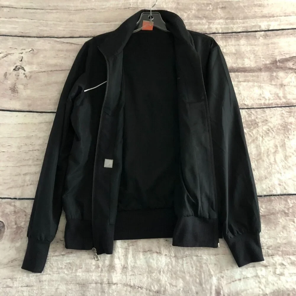 Nike The Athletic Dept Jacket L Womens Black White Swoosh Logo Track Windbreaker